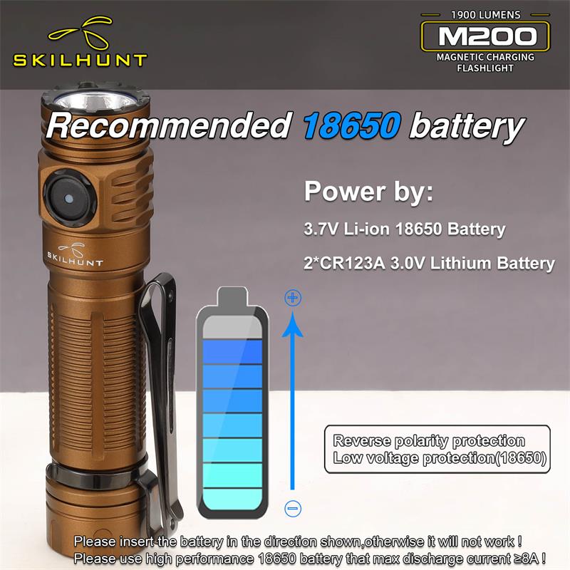 M200 V3 - 1200 Lumens - USB Magnetic Rechargeable - 18650 / CR123A Compatible