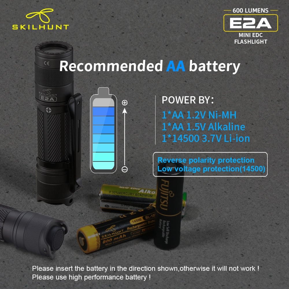 E2A – 600 Lumens - AA/14500 Compatible - TIR Optic Lens