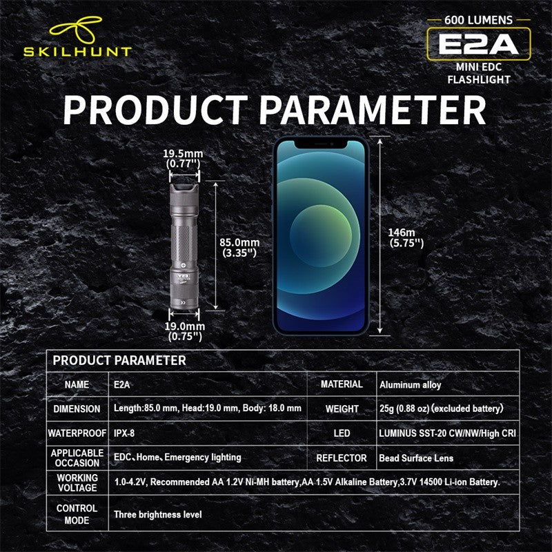 E2A – 600 Lumens - AA/14500 Compatible - TIR Optic Lens
